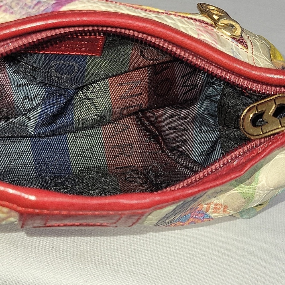 Marino Orlandi Italian Small Stylish Red and Cream Leather Shoulder Bag - Picture 14 of 16